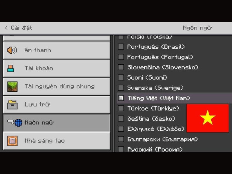Tải Minecraft Menu Tiếng Việt Modlmh.com (Mở Khoá Skins,Full Vàng) v1.21.130.24 Giao diện việt hoá trong Minecraft Menu Tiếng Việt Modlmh.com