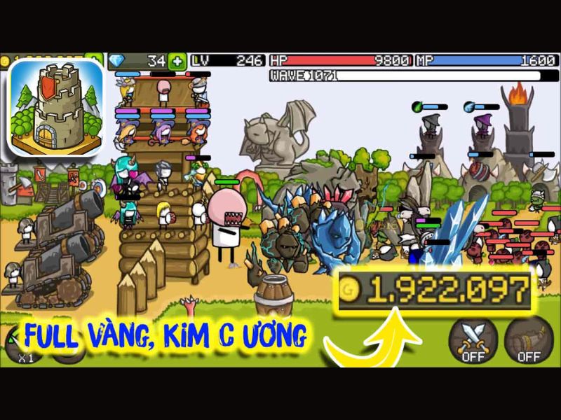 Vô hạn kim cương và tiền trong Hack Grow Castle