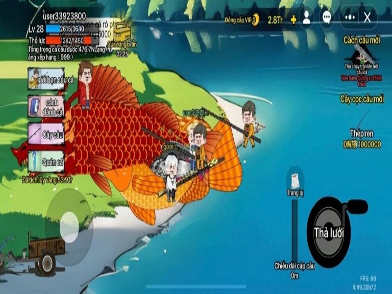 Cơ chế kéo cá đầy thách thức trong Câu Cá Vạn Cân Mod Apk