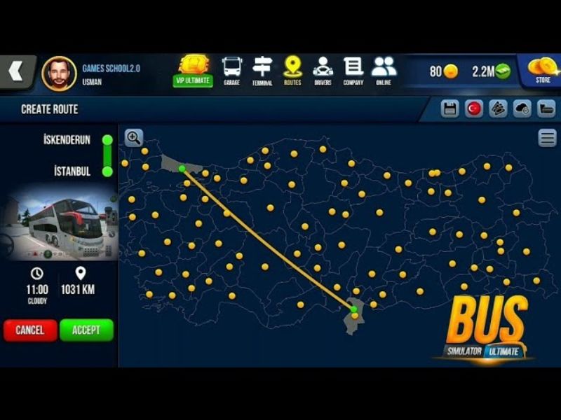Tải Bus Simulator Ultimate (Vô Hạn Tiền, MAP Việt Nam) v2.2.6 Hệ thống bản đồ chi tiết trong Bus Simulator Ultimate